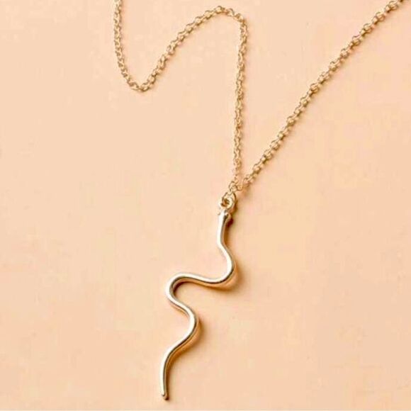 SALE 18k Stamped Gold Filled Snake Pendant Necklace - Picture 1 of 7